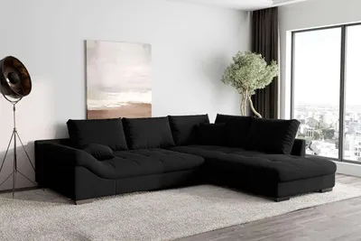 Produktbild von 99rooms Terra Ecksofa Velours KRONOS Schwarz Rechts ohne Schlaffunktion
