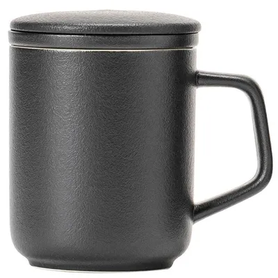 Produktbild von Porzellantasse mit Sieb und Deckel 370 ml Schwarz