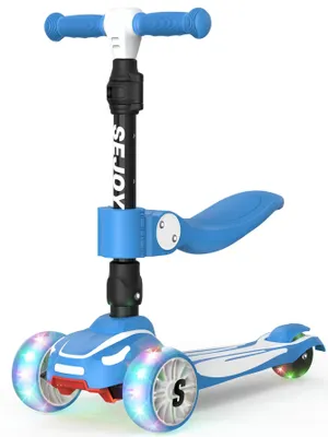 Immagine prodotto di Monopattino per bambini - Kick Scooter - 3 ruote con LED luminosi - Manubrio regolabile in altezza - Per bambini dai 6 ai 12 anni - Non elettrico -  - Blu