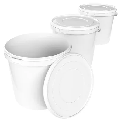 Produktbild von Eimer mit Deckel 10 L | Vorratseimer | Lebensmittelecht Weiß | PP | 3 Stück