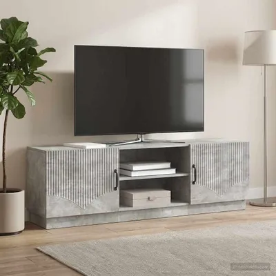 Image de Meuble TV vidaXL, gris béton, 150 x 31 x 47 cm, aggloméré