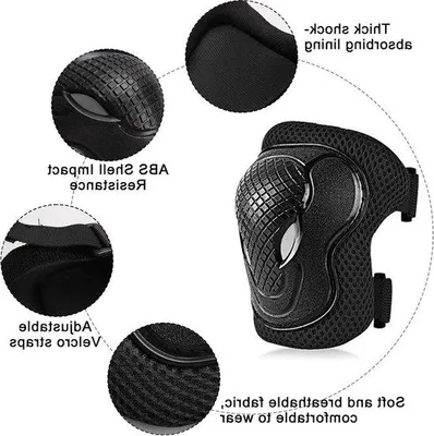 Produktbild von Famanu Kniebeschützer 6-in-1 Schutzausrüstung für Kinder 3-8 Jahre schwarz - Ellbogen Handgelenk Scooter Skateboard Fahrrad Inlineskates
