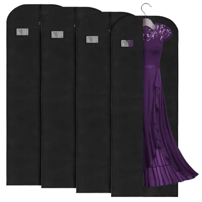 Imagen del producto de Vicloon, 4 fundas para ropa, protectores para trajes, fundas para ropa a prueba de polvo, bolsas de transporte de alta calidad para trajes, bolsas transpirables para guardar trajes, chaquetas y vestidos (60 x 180 cm)