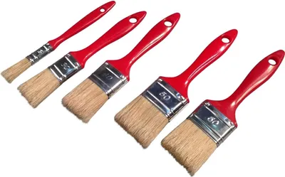 Produktbild von Set aus flachen Pinseln - Lackpinsel - 5 Stück - Rot