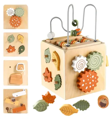 Image de Cube d'activités pour bébé 6-en-1, jouet en bois Montessori pour les enfants de 1 à 3 ans