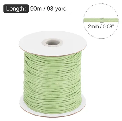 Produktbild von Gewachster Faden 2mm gewachste Kordel 90 m Gewachste Baumwollschnur fš¹r Armbandherstellung, Halsketten, Perlen, Schmuckherstellung und DIY-Handwerk (Hellgrš¹n)