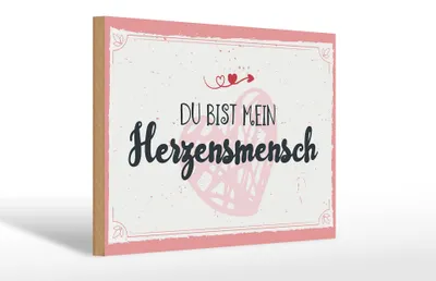 Produktbild von Holzschild Spruch 30x20cm Du bist mein Herzensmensch