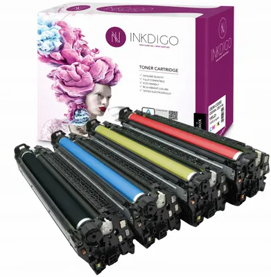 Produktbild von Inkdigo Tonerset CE740-743A für HP Color LaserJet CP5225, CP5225DN, CP5225N, CP5225XH – CMYK,, KI-generiertes Bild