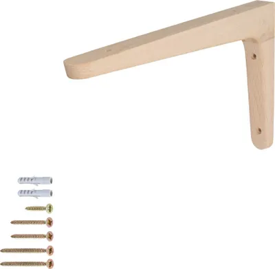 Produktbild von Regalhalter Holzkonsole Buche massiv Holzwinkel Winkelträger Wandkonsole Regalträger 250mm x 150mm