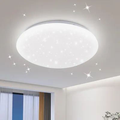 Image de ZMH LED Plafonnier Chambre à coucher Plafonnier rond 25cm Ciel étoilé Blanc froid 12W 6000K Eclairage de plafond pour cuisine Chambre d'enfants Couloir Cave
