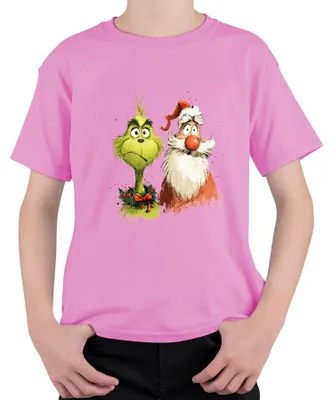 Produktbild von Grinch Weihnachtsmann lustig Weihnachten Geschenk Cartoon Retro Kinder T-Shirt, Pink, 140