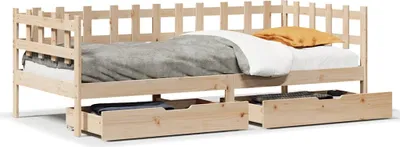 Image de vidaXL Lit de jour avec tiroirs 90x190 cm pin massif