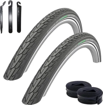 Produktbild von 2 x Schwalbe Road Cruiser Fahrradreifen K-Guard Decke Schwarz Reflex 37-622 (28 x 1,40) + 2 Schwalbe AV17 Schläuche inkl. 3 Reifenheber