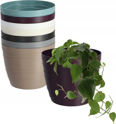 Immagine prodotto di KADAX vaso di plastica "Ufra", vaso semplice per piante, vaso rotondo, 13 cm, prugna
