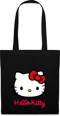 Produktbild von Spreadshirt Hello Kitty Klassisch Mit Schriftzug Stoffbeutel, One size, Schwarz