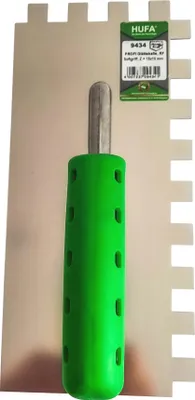 Produktbild von Hufa Profi Glättekelle Edelstahl 2K Griff 280x130mm 15x15mm gezahnt