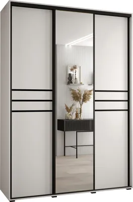 Produktbild von MEBLE KRYSPOL Davos 11 Schrank, drei Türen - 235,2x170x45 cm - Weiß Weiß Schwarz