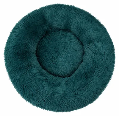 Obrázok produktu pre IvoQ Donut pelech pre psa 100 cm - Fluffy vankúš pre psa - Mäkký plyš - Zvýšený okraj - Petrolovo modrá