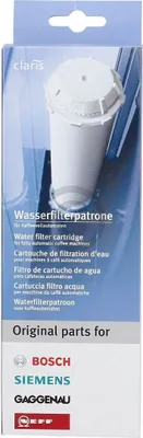The image shows the packaging of a water filter cartridge, with the cartridge itself visible inside.