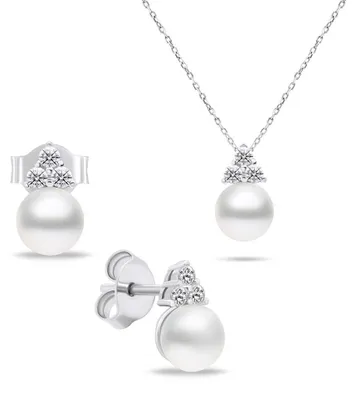 Immagine prodotto di Set di gioielli con perle autentiche senza tempo SET228W (orecchini, collana)