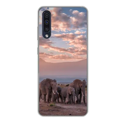 Produktbild von MuchoWow® Handyhülle Schutzhülle Hülle für Samsung Galaxy A50 Elefant - Tiere - Abend - Landschaft - Savanne Silikon Softcase Handy Hülle - Mobiltelefonhülle