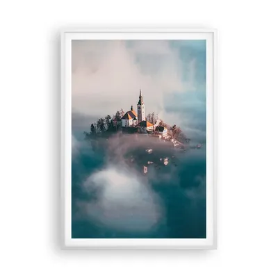 Produktbild von Gerahmtes Poster - Weißer Rahmen - Alpen Bled Kirche - 70x100 cm - Wand Bild - Wanddeko - Wandbilder - Kunstposter - Wandposter - Bilderrahmen - Bilder - Kunstdruck - Wandbild - P2WPA70x100-4130