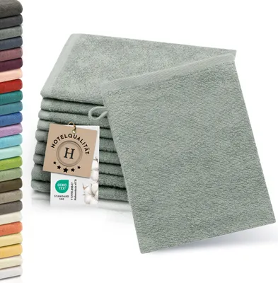 Produktbild von 10er Set Waschlappen aus Baumwolle, 16x21 cm, hellgrau