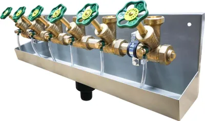 Produktbild von SCHLÖSSER Kompakt-Verteilerstation 6-Strang Verteiler - Zulauf 1 Zoll - DN 25, mit Ablaufrinne