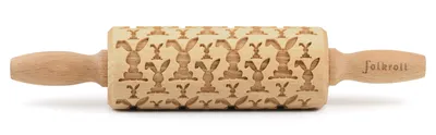Produktbild von Folkroll Teigrolle Osterhasen, junior, 23 cm, Nudelholz, Prägerolle, Muster, Motiv, Rolle, Buchenholz, 331637