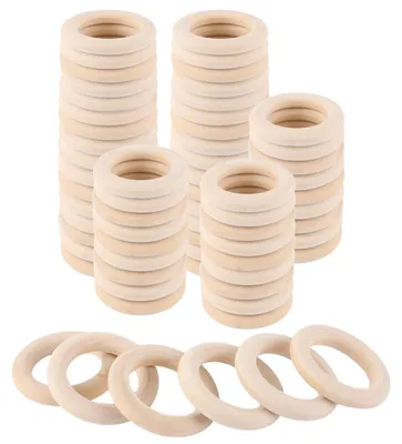 100 Holzringe 55 mm zum Basteln, Macramé, DIY