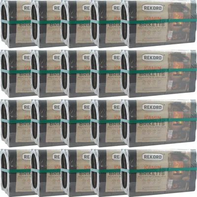 Produktbild von 200 kg REKORD Braunkohle Briketts Kohle Brennstoff für Ofen & Kamin - 20 x 10 kg