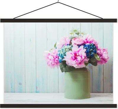 Produktbild von MuchoWow® Textilposter Blumen - Farben - Stilleben 60x45 cm mit schwarzem Rahmen - Poster Schlafzimmer
