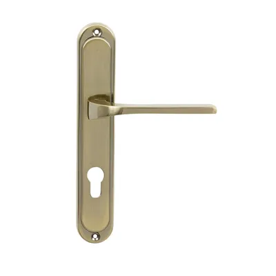 Produktbild von DOMINO Türgriff 72 Drückergarnitur PZ - Profilzylinder | Türklinke für Zimmertür, Bürotür, Kellertür & Innentür | L-Form | Aluminium |Bronze | NOVA M3