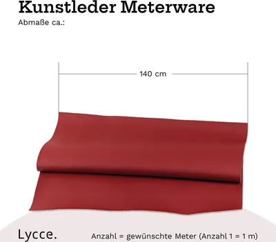 Produktbild von Lycce Kunstleder Meterware soft | 68.000 Scheuertouren | 1 lfm x 1,40 m breiter Polsterstoff für versch. DIY Projekte, als Möbelstoff & zur Reparatur | hohe Lichtechtheit | 430 g / m² | versch. Farben, Farbe:rot