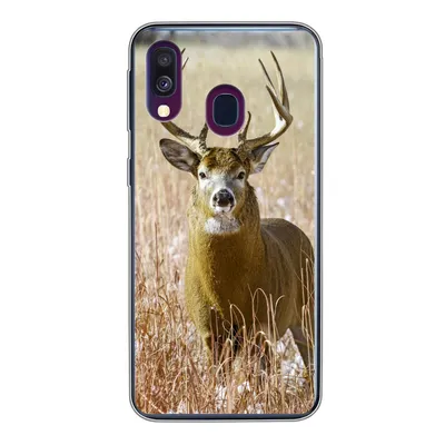 Produktbild von MuchoWow® Handyhülle Schutzhülle Hülle für Samsung Galaxy A40 Hirsche - Gras - Herbst - Tiere - Natur - Geweih Silikon Softcase Handy Hülle - Handy-Tasche