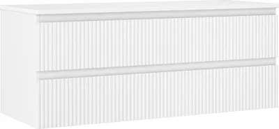 Produktbild von Mexen Rivel Badezimmer-Unterschrank 120 cm mit Arbeitsplatte, 2 Schubladen, geriffelt, weiß matt - 91A20-12047-2-BFFC01