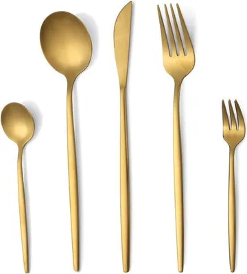 Produktbild von Famanu Besteckset 30-teilig - Goldene matte Edelstahlbesteckset für 6 Personen