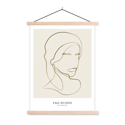 Produktbild von MuchoWow® Textilposter Frauen - Text - Zitate - Linienkunst 40x53 cm mit holzfarbenen Rahmen - Schlafzimmer