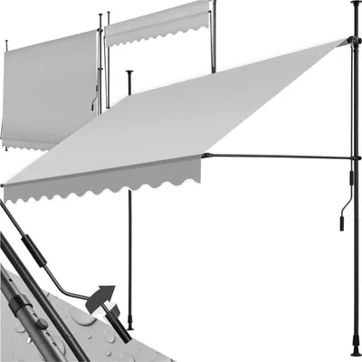 Produktbild von Klemmmarkise mit Handkurbel, höhenverstellbar - 250 x 180 cm, hellgrau