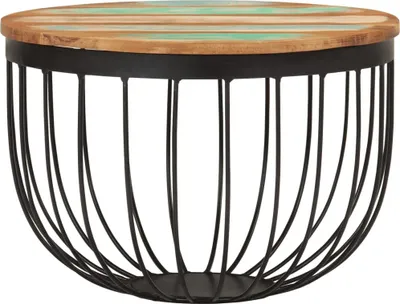 Immagine prodotto di vidaXL Tavolino Ø50x35 cm in legno massiccio antico e acciaio