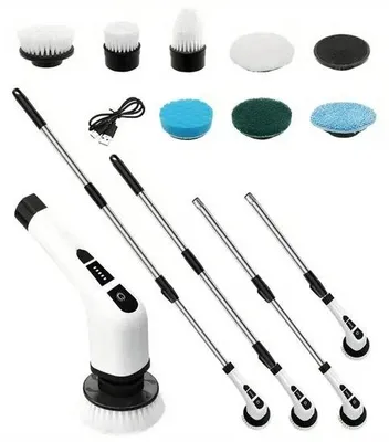 Image de Brosse rotative électrique à 7 têtes, brosse de salle de bain sans fil, brosse de nettoyage