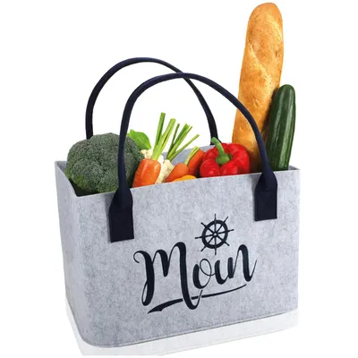 Produktbild von com-four® Filz-Shopper mit Henkel, Filztasche mit maritimem Spruch