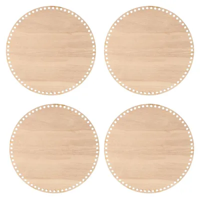 Produktbild von Häkelkorb-Grundplatte - Rundes Holz-Set - Zur Korbherstellung - 15 cm Durchmesser - 4 Stück