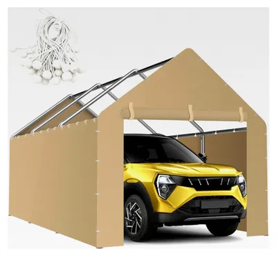Produktbild von Seitenwände für Carport-Baldachin 3 m x 50 x 24 cm mit Kugelspannschnüren, Ersatzabdeckungen, Überdachungswände für Auto, Zelt, Garage (nur Seitenwände) (Khaki)