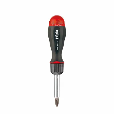 Produktbild von felo Magazingriff mit Bithalter & Ratsche, Phillips, Pozidriv, Torx, Bithalter, Profiumschaltratsche, Teleskopmagazin, Ergonomisch