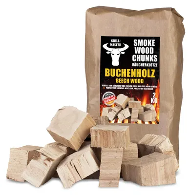 Produktbild von Räucherklötze Smoker Grill Chunks für BBQ Buche Räuchern 2 kg XXXL Räucherofen Wood Grillen Smoken Zubehör Smoke Raeuchern Feuerschale Chips Grillmaster