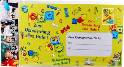 Produktbild von 1 RIESENKARTE/UMSCHLAG 18 x 30 cm PAPPE SCHULANFANG EINSCHULUNG GELDGESCHENKE