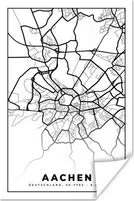 Produktbild von MuchoWow® Poster Aachen - Karte - Stadtplan - Karte 120x180 cm - Kunstposter