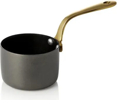 Produktbild von 8x Serviertopf STEEL & STYLE mit Messinggriff, 140 ml, Ø 7 cm, schwarz, Messing, PVD, Chromnickelstahl