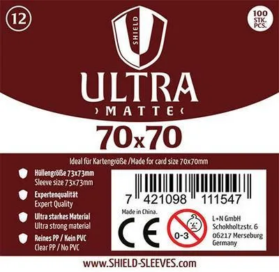 Produktbild von Shield Ultra Matte 12 - 100 Super Sleeves für Kartengröße 70 x 70 mm